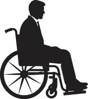 adaptado ascendencia silla de ruedas emblema para más allá barreras discapacitado persona en silla de ruedas vector