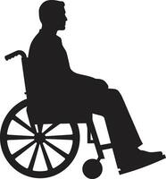 sin límites rodar discapacitado individual en silla de ruedas universal independencia inclusivo silla de ruedas vector