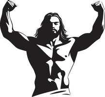 Saviors Physique Muscular Jesus Emblem Heavenly Resilience of Muscular Jesus vector