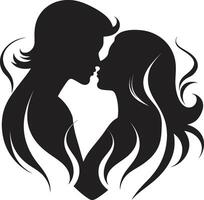 Whispering Hearts Emblem of Tender Kiss Celestial Kiss Loving Duo vector