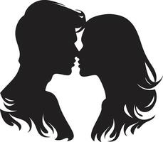 Whispering Hearts Loving Couple Celestial Kiss of Romantic Kiss vector