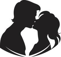 Intimate Harmony ic Kissing Couple Emblem Celestial Kiss of Passionate Kiss vector