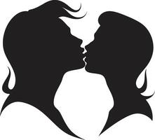 celestial Beso de apasionado Beso susurro corazones amoroso Pareja en emblema vector