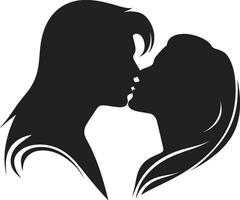 Whispered Promises of Passionate Kiss Celestial Harmony Emblem of Kissing Couple vector
