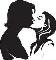 Eternally Yours Emblem of Kissing Duo Enchanted Affection of Romantic Kiss vector