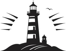 Seafarers Watchtower Lighthouse Emblem in Guiding Light Crest Nautical Lighthouse vector