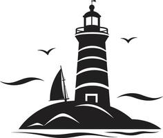 Seafarers Illumination of Lighthouse Illuminated Horizon Crest Coastal Lighthouse vector