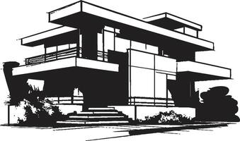 contemporáneo elegante pulcro negro s definir el esencia de moderno exterior arquitectónico estética futurista fachadas soltado ic s escaparate corte borde edificio estructuras en negrita si vector