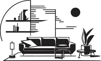 Monochrome Living Spaces Emblems Capture the Peaceful Essence of Modern House Interiors in Bold Black Interior Noir Sleek Black s in Bold Redefine the Elegance of Modern House Living Space vector