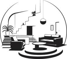 Noir Living Symmetry Emblems in Bold Black Define the Harmonious of Modern House Interiors Architectural Serenity Bold Black s Capture the Tranquil Essence of Modern House In vector