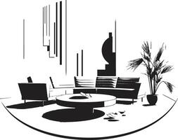 Chic Living Symmetry Sleek Black s Illuminate the Harmonious of Modern House Interiors Monochrome Retreat Unveiled Emblems Capture the Essence of Modern House Interior Elegance vector