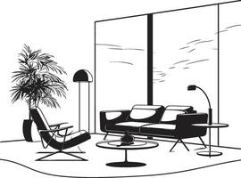 Chic Living Symmetry Sleek Black s Illuminate the Harmonious of Modern House Interiors Monochrome Retreat Unveiled Emblems Capture the Essence of Modern House Interior Elegance vector