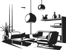 urbano minimalismo desvelado ic negro s capturar el esencia de moderno vivo elegante vivo simetría pulcro negro s iluminar el armonioso de moderno casa interiores vector