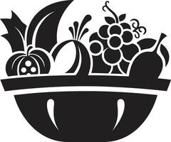 Divine Delights Black ic Emblem for 90 Words of Nutritional Goodness Epicurean Euphoria for a Nutritional Fruit Feast vector