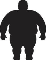 Fighting Fat Human in 90 Words Against Obesity Struggles Dynamic Determination ic Black Emblem for Human Obesity Revolution vector