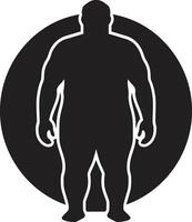 bienestar maravillas humano para obesidad intervención silueta éxito 90 palabra negro ic emblema en contra obesidad vector