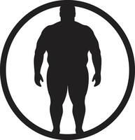 Obesity Odyssey Human in Black for Wellness Revolution Weight Warrior 90 Word ic Emblem Advocating Against Obesity vector