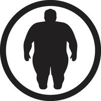 campeón cambio negro ic para humano obesidad intervención bienestar torbellino 90 palabra emblema en contra obesidad en negro vector