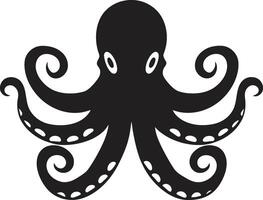 Elegant Enigma A 90 Word Tale Unveiling Black ic Octopus s Mastery Sculpted Silhouettes 90 Words Illustrating Black Octopus s Brilliance vector