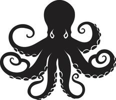 Tentacle Tango 90 Word Black ic Octopus Emblem Weaving a Tale Sleek Sea Spirit Octopus with 90 Words Unraveling Mastery vector