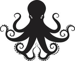 Inky Elegance 90 Words of Octopus Emblem in Sleek Black Ocean Odyssey Black Emblem Unraveling the Mystique of Octopus Artistry in 90 Words vector