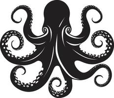 Cephalopod Couture 90 Word Octopus Unveiling Black Mastery Inky Impressions Black ic Emblem in 90 Words of Octopus Splendor vector