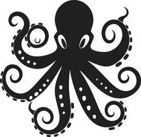 místico tintero negro emblema elaboración pulpo arte en 90 palabras oceánico opulencia 90 palabra negro ic pulpo para extravagancia vector