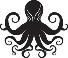 Tentacle Tango Octopus Diving into Black Artistry with 90 Words Inky Illumination Black ic Octopus with 90 Words of Brilliance vector