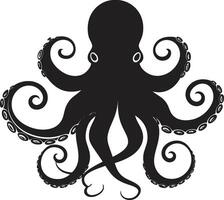 Sleek Sea Symphony Black ic Octopus Conducting a Melody in 90 Words Infinite Inkwell Unraveling Octopus Elegance in 90 Words of Black vector