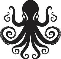 Inky Illumination Black ic Octopus with 90 Words of Brilliance Aquatic Ascent 90 Word Octopus in Black Symbolizing Underwater Majesty vector