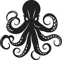 Mystic Inkwell Black Emblem Crafting Octopus Artistry in 90 Words Oceanic Opulence 90 Word Black ic Octopus for Extravaganza vector