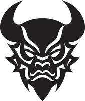Black Oni Emblem Stylish Art with Japanese Flair Sinister Oni Head Dark for a Bold Impression vector