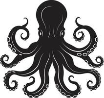 Oceanic Opulence 90 Word Black ic Octopus Emblem for Extravaganza Tentacle Tango Octopus Diving into Black Artistry with 90 Words vector