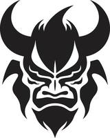 Bold Oni Noir Dark Emblem for Impactful Branding Japanese Demon Stylish Oni Head in Black vector