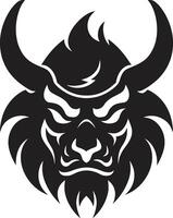 Noir Oni Emblem Sleek Black with Japanese Inspiration Elegant Oni Face Contemporary for a Modern vector