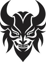 Sleek Oni Head Elegant Black with Japanese Influence Chic Oni Dark for a Contemporary Brand Identity vector