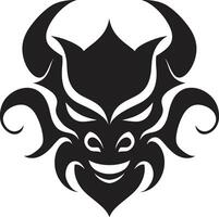 Eerie Oni Contemporary Black with Intricate Details Shadowy Oni Symbol Stylish Art with a Mysterious Touch vector