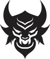 Mysterious Oni Head Intricate Illustration in Noir Noir Inspired Oni Symbol Chic Black vector