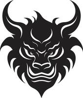 Sleek Oni Head Intricate Black Emblem with Japanese Inspiration Contemporary Oni Noir Stylish for a Modern Identity vector