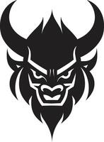 Eerie Oni Head Sleek Art with Japanese Flair Bold Oni Noir Dark for a Captivating Brand vector