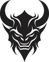 Intricate Oni Symbol Dark with a Mysterious Twist Japanese Demon Stylish Oni Head in Black for a Captivating vector