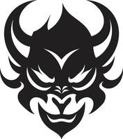 Mystical Oni Mask Noir Black for a Captivating Shadowed Oni Emblem Intricate Black with Japanese Flair vector