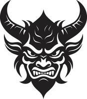 Chic Oni Noir Stylish Black Emblem with Japanese Flair Mystical Oni Face Sleek Art for a Captivating vector