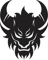 Mystical Oni Head Contemporary Black Sinister Oni Mask Symbol Elegant Black vector