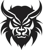 Oni Face Mysterious Black Japanese Demon Oni Head in Shadowy Black vector