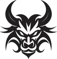 Dark Oni Symbol Intricate Black Brooding Oni Mask Sleek Black Art vector