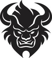 Oni Head Silhouette Modern Black Shadowy Oni Face Noir Inspired Black Emblem vector