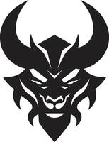 Oni Head Graphic Chic Black Emblem for Modern Branding Eerie Oni Mask Illustration Shadowy Black vector