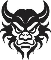 Sleek Oni Head Illustration Dark Intricate Oni Symbol Minimalistic Black vector