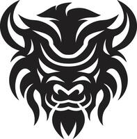 Dark Oni Mask Modern Black Brooding Oni Head Symbol Shadowy Black Emblem vector